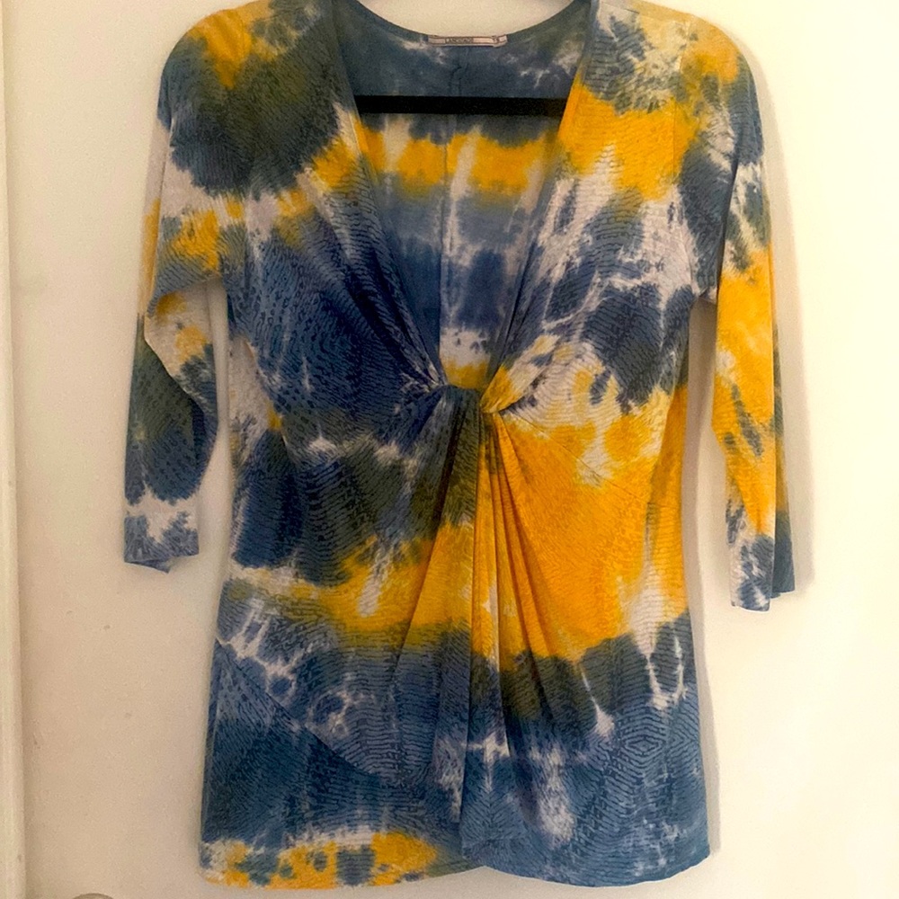 Long Sleeve Low Cut Tie Die Shirt